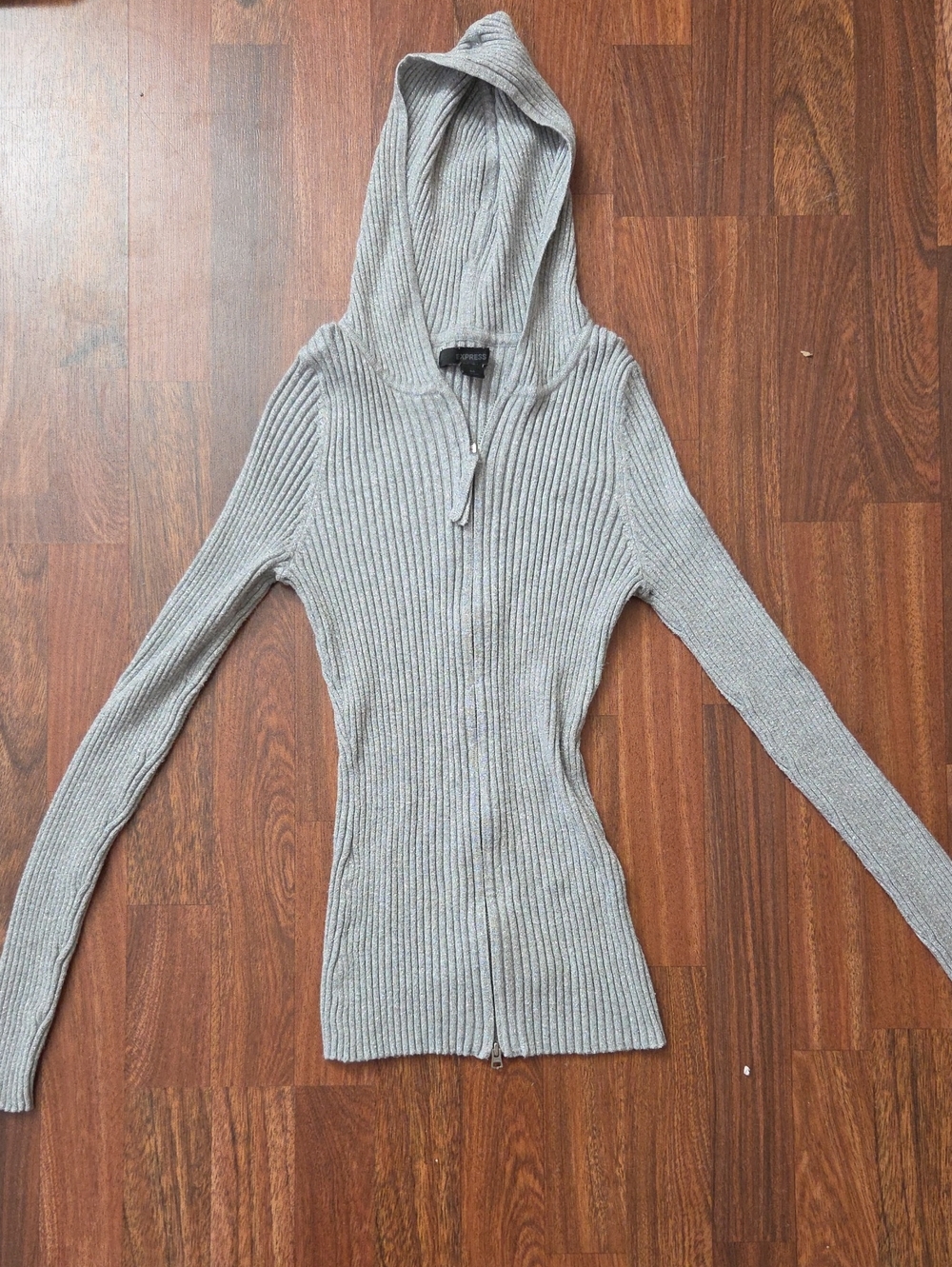 Express Grey Glittery Ribbed Hoodie - Great Condition